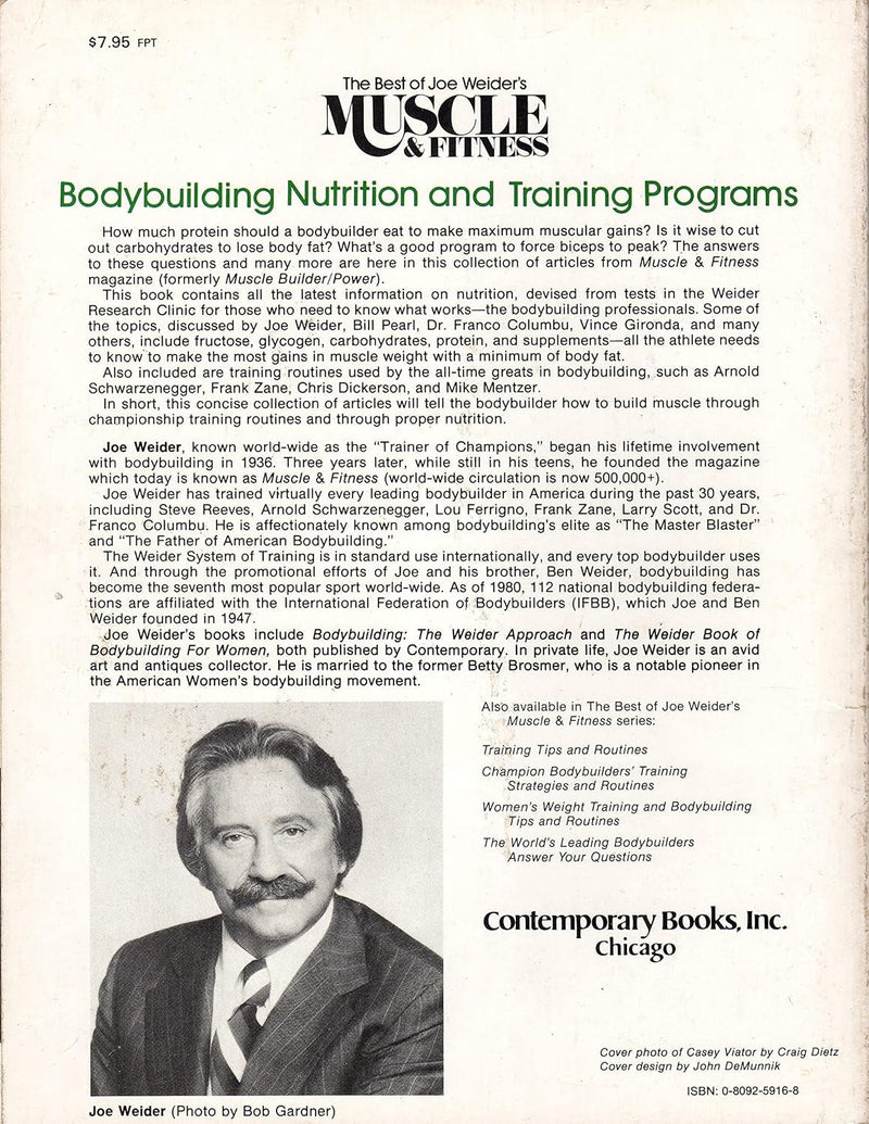 Body Building Nutrition and Training Programs (The Best of Joe Weider'S Muscle and Fitness)