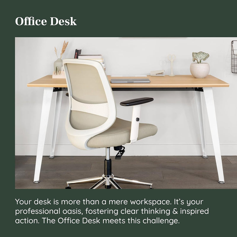 Branch Office Desk - Durable, Customizable, and Stylish Work Desk Solution for Home Offices - Effortless Assembly and Efficient Cable Management - 48” Walnut Top - Mirror Base