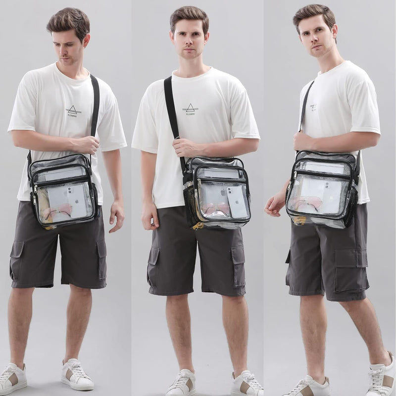 Clear Bag Stadium Approved, Clear Crossbody Messenger Shoulder Bag with Adjustable Strap for Concerts, Sports Events