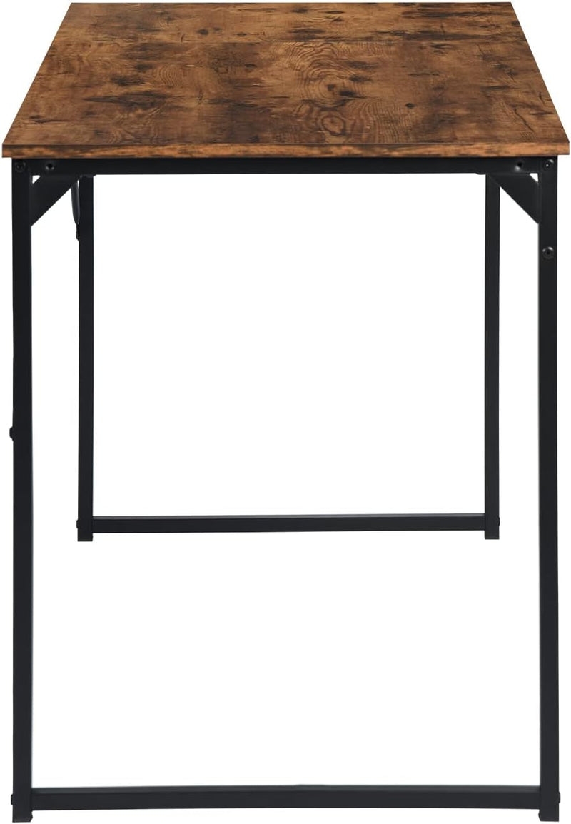 Furniturer 47.2" Home Office Table Simple Computer Desk Laptop PC Writing Sturdy Metal Frames for Study Room, Rustic Brown