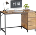 Cubicubi Computer Desk with 4 Wood Drawers, 47 Inch Home Office Desk with Large Storage Space, Modern Study Writing Desk for Bedroom, Natural