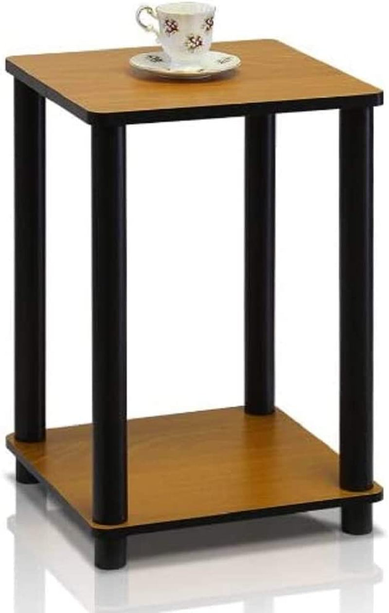 Furinno Turn-N-Tube End Side Night Stand/Bedside Table, 2 Tier, Dark Cherry