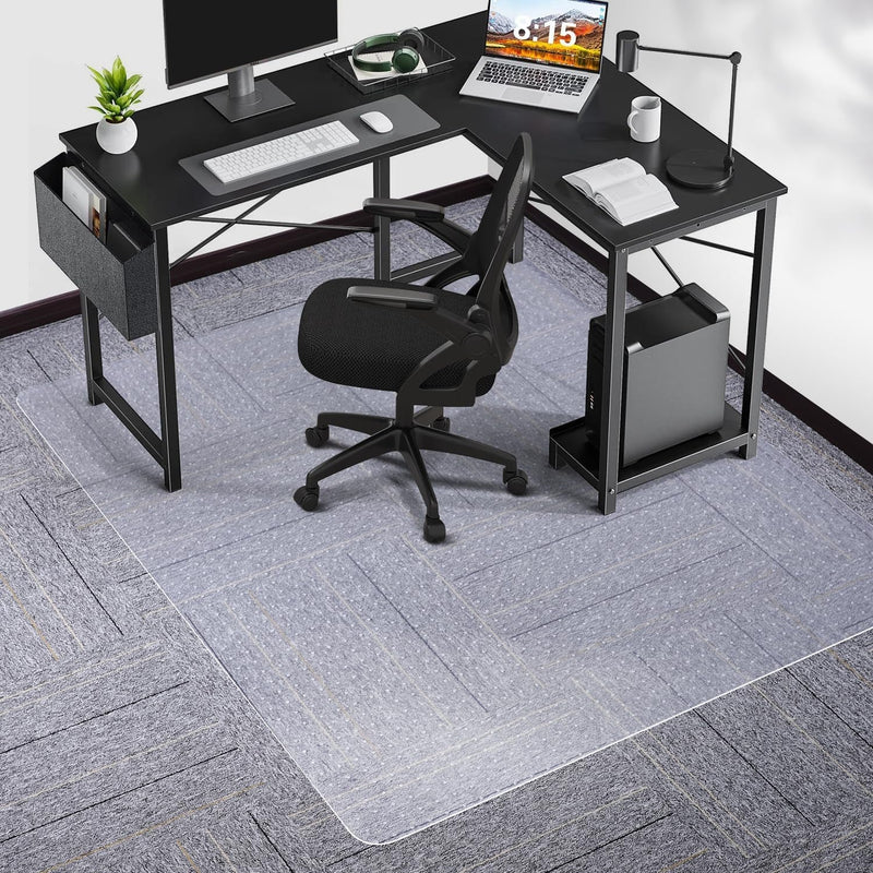 Chair Mat for Carpet, SALLOUS 46" X 60" Office Chair Mat for Carpeted Floors, Heavy Duty Chair Mat with Grips, Floor Protector Computer Desk Chair Mat for Home Office (Clear, Rectangular)