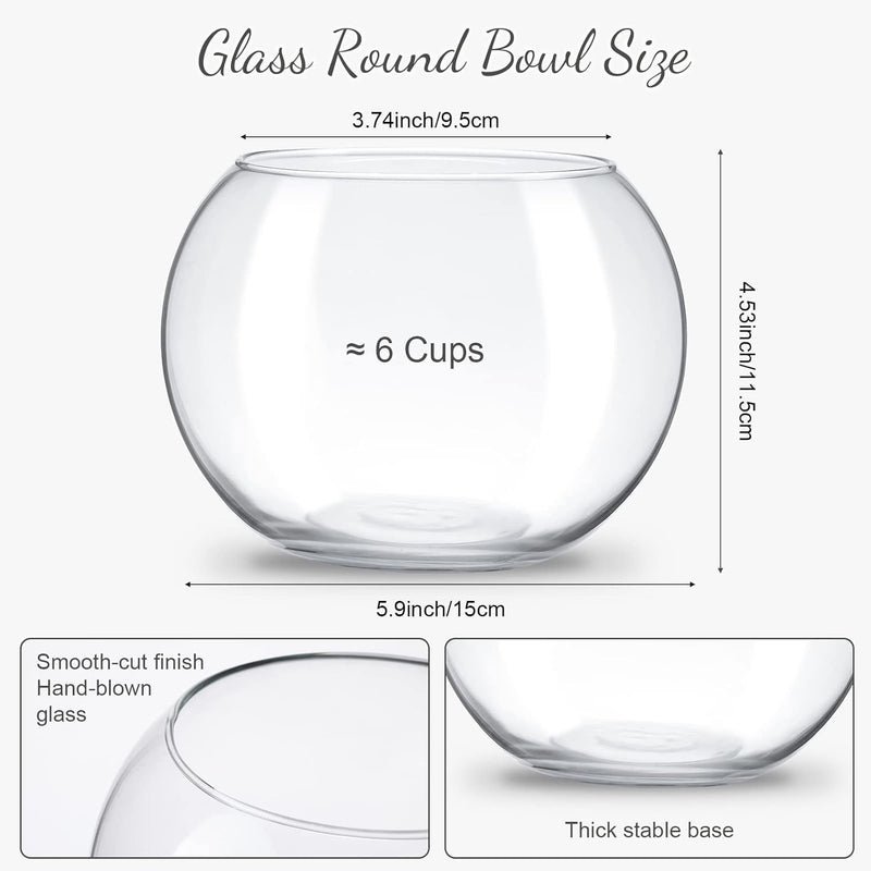 Clear Bowl Glass Vase Glass Bubble Bowl Glass round Vase Clear Bubble Planter Terrarium Fish Bowl Fish Bowl Vase for Wedding Event Home Decor Flowers Fish (6 Pcs, 4.5 X 3.7 X 5.9 Inch)