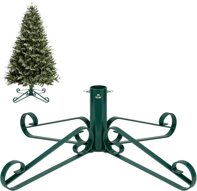 Christmas Tree Stand for Artificial Trees 4 to 8 Foot Christmas Fake Tree Holder for Green & Red Indoor Outdoor Party Christmas Tree Ornaments Fits up to 1.4" Xmas Tree Trunks