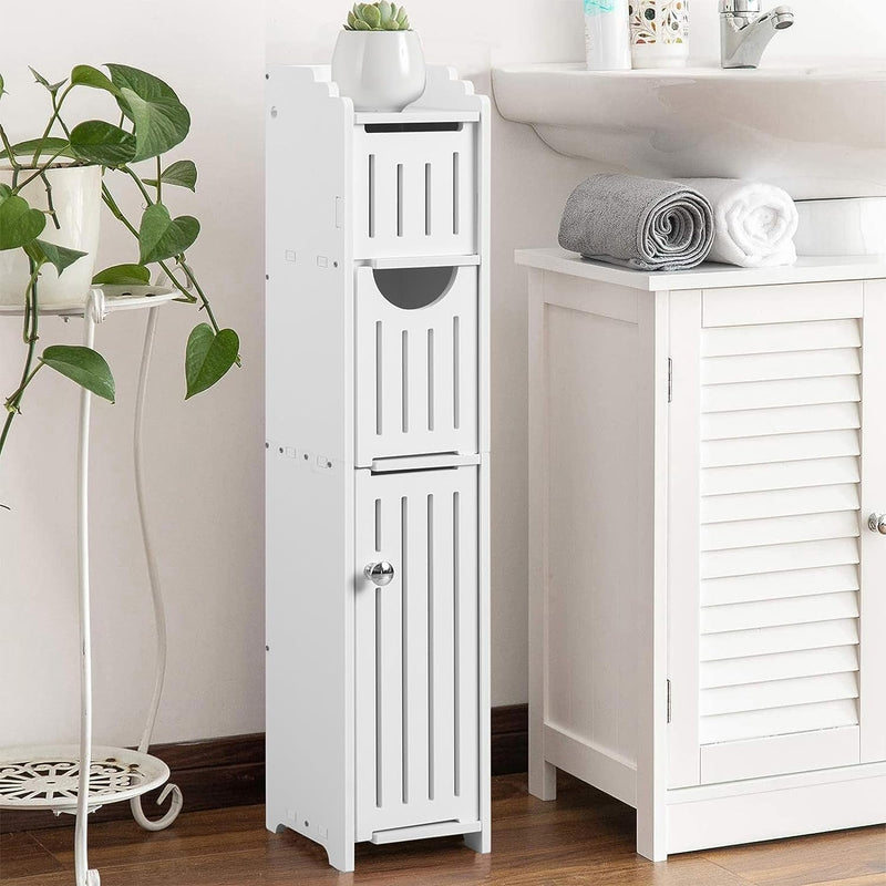 AOJEZOR Bathroom Storage Cabinet: Small Bathroom Storage Cabinet - Toilet Paper Cabinet Fit for Mega Roll,White