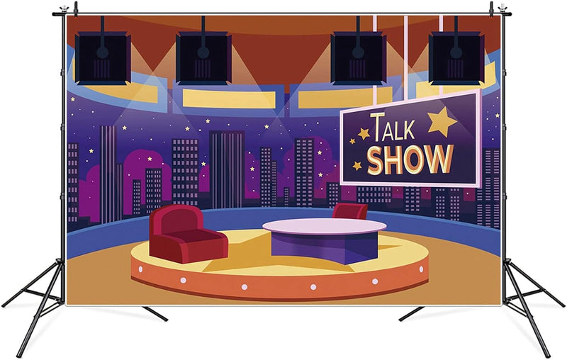 10X6.5Ft Direct Broadcasting Room TV Video Wall Photo Studio Background Teletorium Got Talk Talent Show Backdrop Children Birthday Graduation School Party Decoration Photography Back Drop