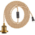 15.4Ft Pendant Light Cord Kit, Industrial Vintage Plug in E26 Socket Hanging Light with Switch, Hemp Rope Hanging Light Fixture for Pendant Lamp Farmhouse Lamp Cable DIY