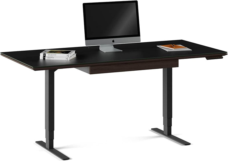 BDI Furniture Sequel 20 6152-66" X 30'' Standing Desk for Home or Office, Electric Height Adjustable with Memory Preset and Glass Top, Charcoal Stained Ash