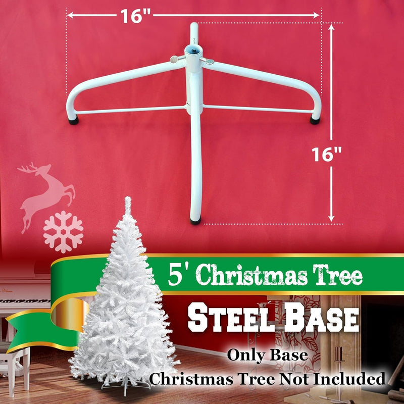 Benefitusa Steel Base Metal Stand for 5/6/7/7.5Ft Christmas Tree Green Christmas Decor (5', White)