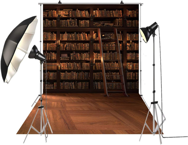 5X10Ft Wooden Bookshelf Photography Backdrop Library School Books Collection Photo Background Students Artistic Photo Booth Studio Props KP-004