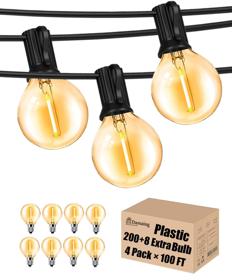 DAMAING Outdoor String Lights 150 FT Patio Lights String with 75 Dimmable ST38 Plastic LED Bulbs,Vintage Shatterproof Edison String Lights Waterproof for Bistro Balcony Backyard and Gazobos.