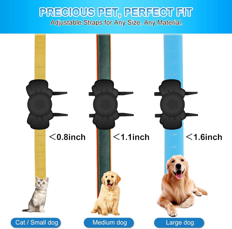 Airtag Dog Collar Holder - Silicone IPX8 Waterproof Airtag Cat Collar - Secure and Stylish, Adjustable Strap Fits All Collar Widths