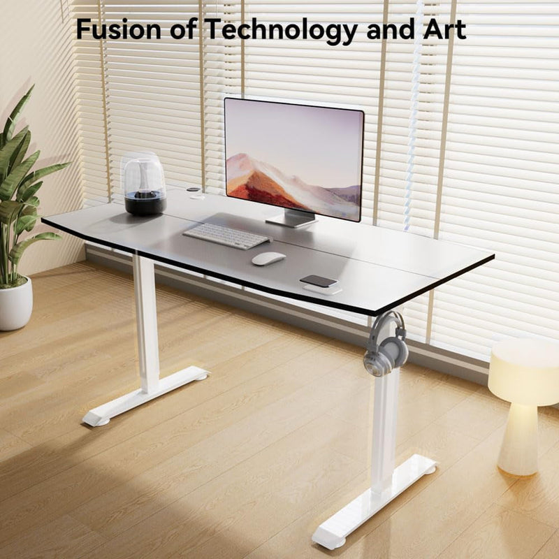 Electric Height Adjustable Standing Desk Home Office Workstation (Grey, 55 * 28 Inch)