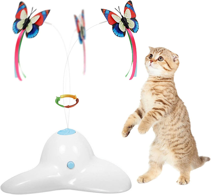 Flurff Zenes Cat Toys, Funny Exercise Electric Flutter Rotating Kitten Toys, Cat Teaser with Butterfly Replacement