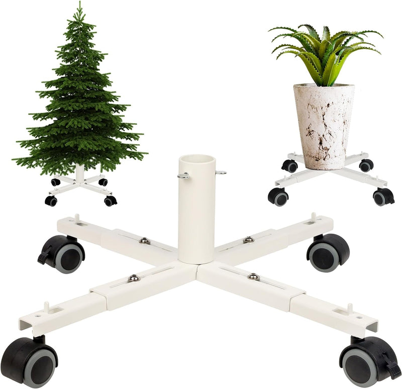 Blissun Christmas Tree Stand Base with Wheels, Movable Christmas Fake Tree Holder, Fits up to 7.5 FT Artificial Trees, Plant Caddy with Wheels, Plant Taxi, Plant Dolly Cart after Christmas (Green)