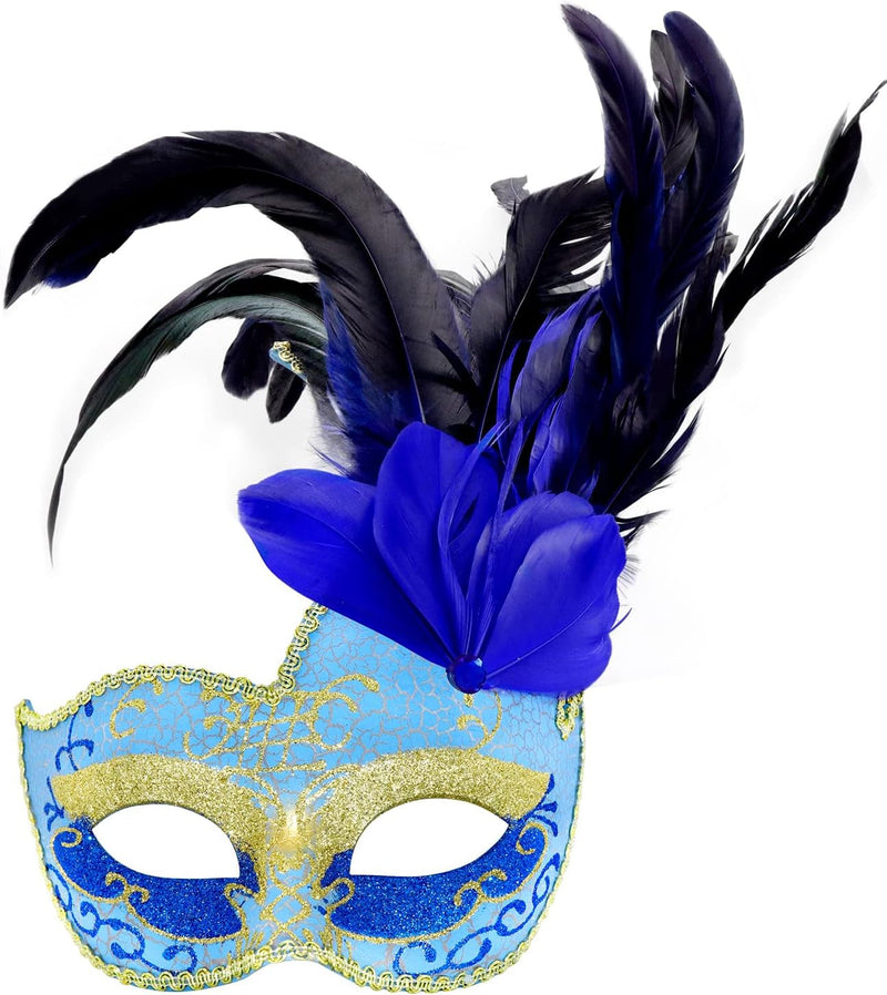 Coddsmz Women Feather Masquerade Mask Venetian Party Mask Mardi Gras Masks Princess Fancy Dress Mask Halloween Costume Mask