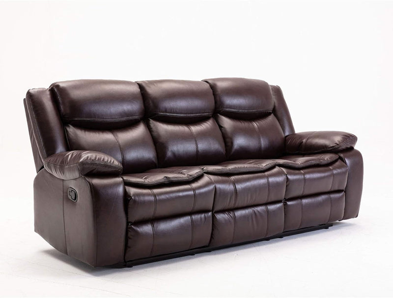 Familymill Breathable Leather Manual Reclining 3-Seat Sofa for Living Room