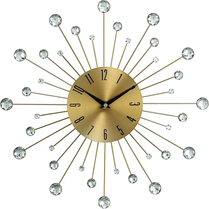 Deco 79 Metal Starburst Decorative Wall Clock Wall Clock for Home with Crystal Accents, Wall Clock for Room 15" X 2" X 15", Silver