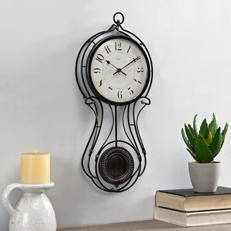 Firstime & Co. Harwick Pendulum Wall Clock, American Crafted, Black, 9.1 X 2.36 X 20,