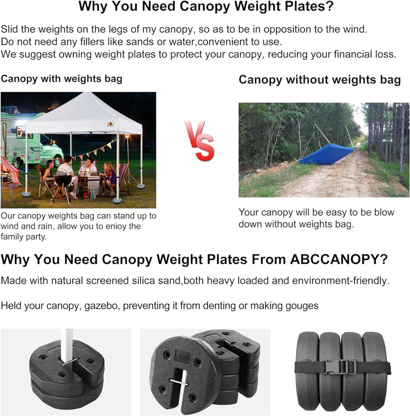 ABCCANOPY Easy Canopy Weights with Lock Design for Wind Resistance, No Sliding, Stably Secure Tents, Canopies, and Umbrellas at Outdoor Events, 4Pack (27LB)