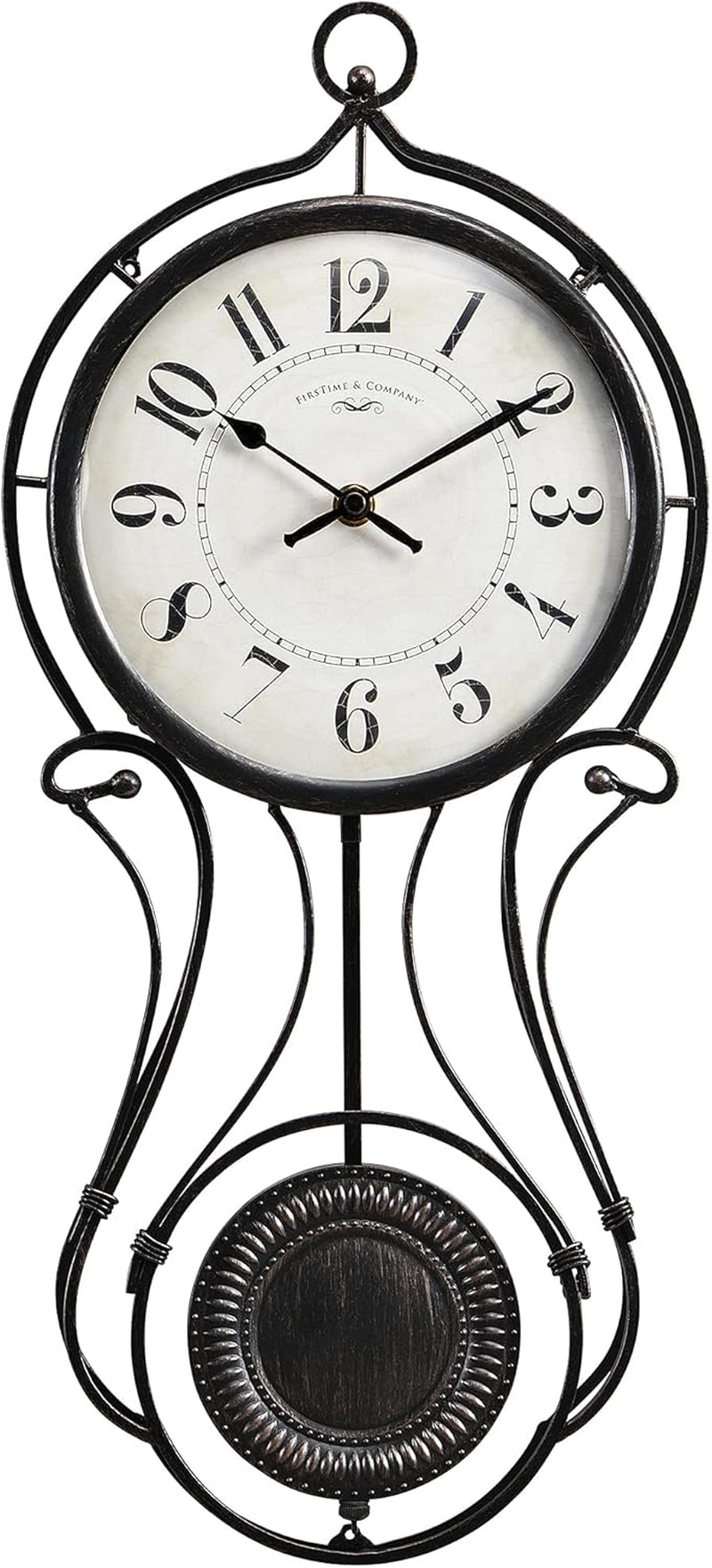 Firstime & Co. Harwick Pendulum Wall Clock, American Crafted, Black, 9.1 X 2.36 X 20,