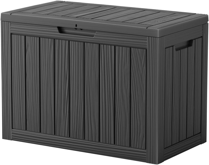 31 Gallon Waterproof Outdoor Storage Box,Resin Deck Box,Lockable outside Storage Box Container for Patio Furniure,Garden,Pool Tools (31 Gallon,Light Brown)