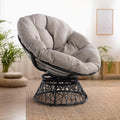 Bme 40" Ergonomic Wicker Papasan Chair with Soft Thick Density Fabric Cushion, High Capacity Steel Frame, 360 Degree Swivel for Living, Bedroom, Reading Room, Lounge
