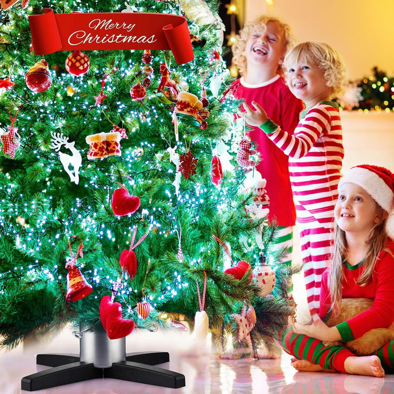 Gisafai Metal Christmas Tree Stand Base for Live Tree Adjustable Christmas Tree Holder for Real Trees Large Christmas Tree Base up to 8Ft, 21.6 X 21.6 X 6.3 Inch(Black)