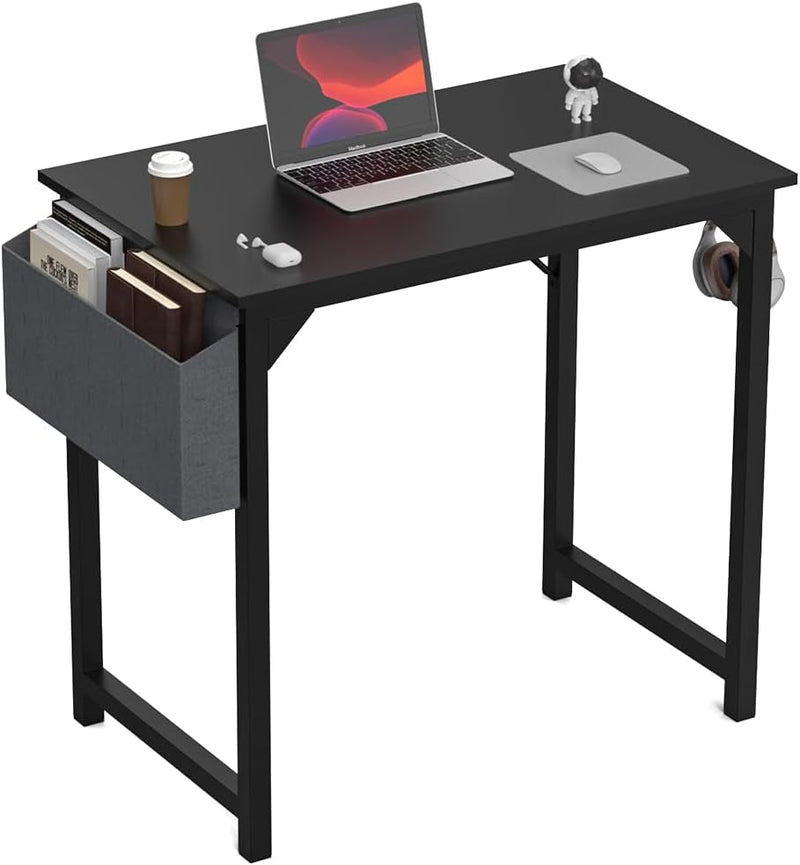 DUMOS 32 Inch Office Small Computer Desk Modern Simple Style Writing Study Work Table for Home Bedroom - Black