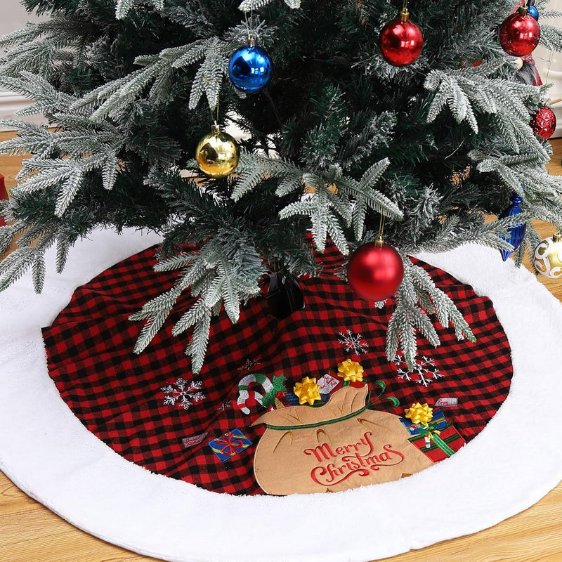 48 Inch Christmas Tree Skirt Decoration for Merry Christmas Party Faux Fur Christmas Tree Skirt Decorations