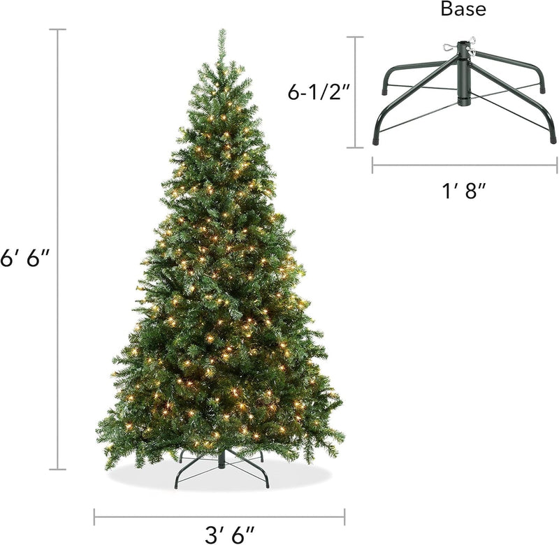 Casafield 6.5FT Realistic Pre-Lit Green Spruce Artificial Holiday Christmas Tree with Sturdy Metal Stand