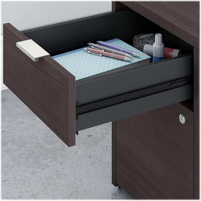 Bush Business Furniture Jamestown L Shaped Desk with Drawers, 60W, Storm Gray