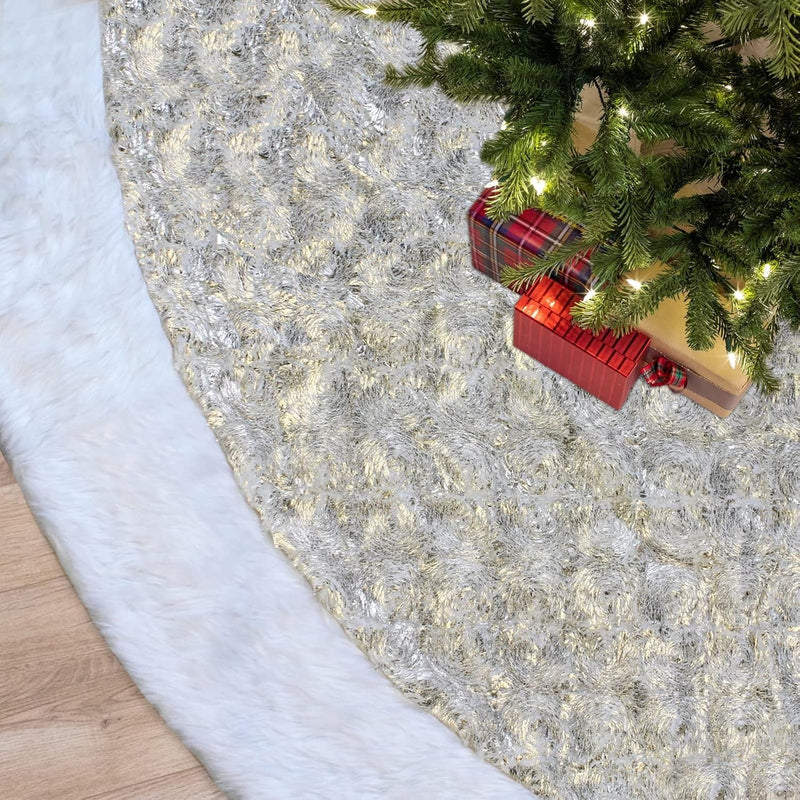 Christmas Tree Skirt, 72 Inch Plush Xmas Tree Skirts for Christmas, Holiday Party Decorations Decoraciones De Navidad - Cloud