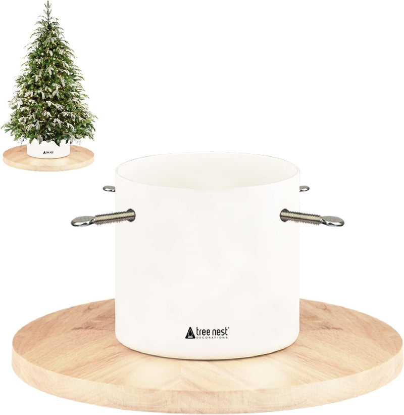 Christmas Tree Stand Base Mini Christmas Tree Holder Xmas Tree Stand Base for 5Ft Tabletop Modern Christmas Small Tree Xmas Tree Decoration (Moonlight,White)