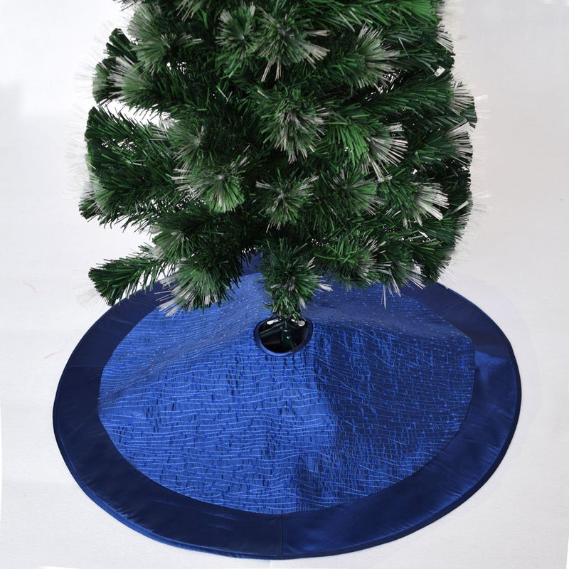 Gireshome Blue Sparkle Glitter Sequin Center,Faux Silk Stain Border Christmas Tree Skirt,Xmas Christams Holiday Party Decorations - 42Inch