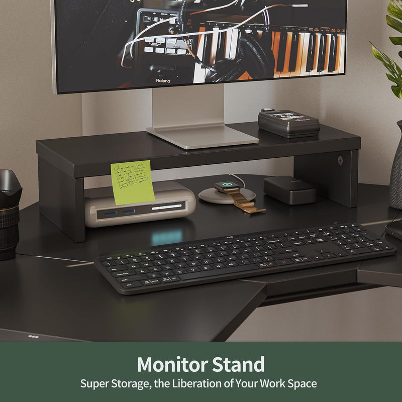 FEZIBO Corner Standing Desk, 48 Inches L Shaped Standing Desk, Electric Stand up Corner Desk, Home Office Sit Stand Desk with Black Top and Frame