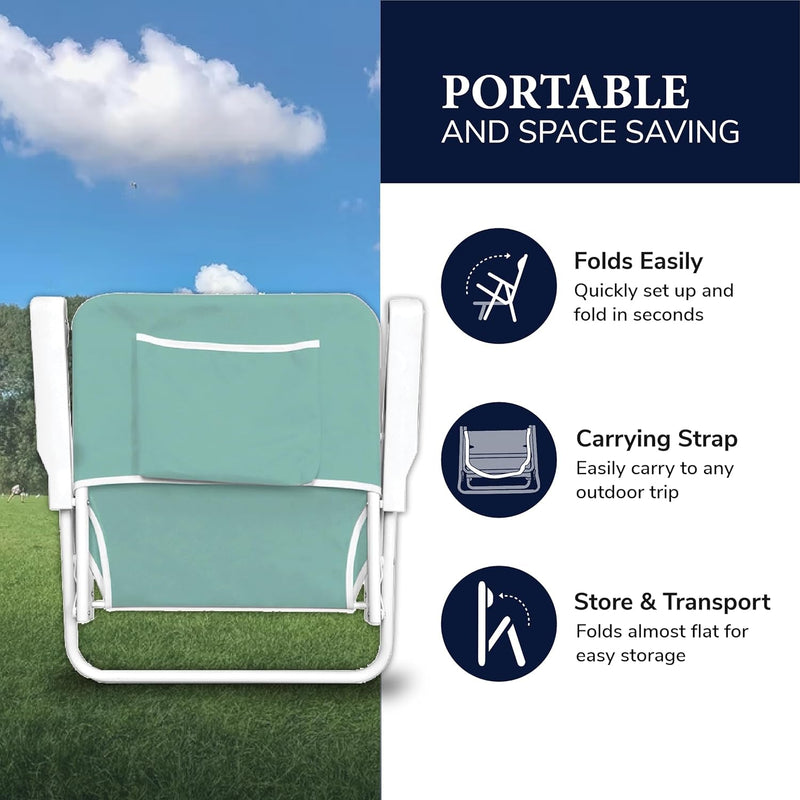 CARIBBEAN JOE Folding Beach Chair, 1 Position Lightweight and Portable Foldable Outdoor Camping Chair with Carry Strap