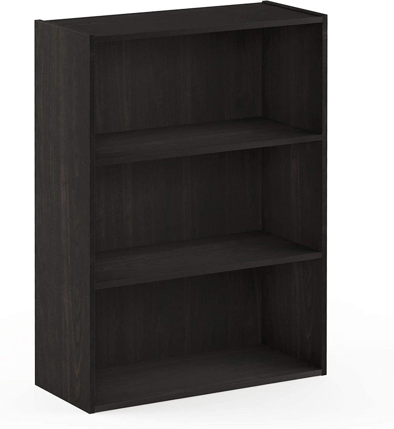 Furinno Pasir 3-Tier Open Shelf Bookcase, Dark Espresso