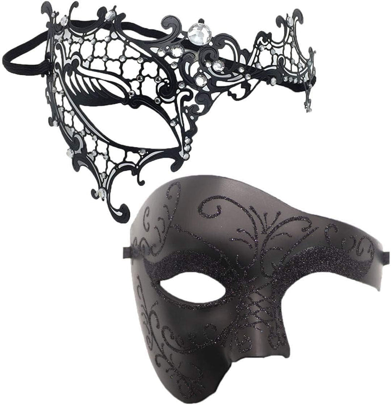 Awlsyj Couples Masquerade Mask Metal Roman Venetian Halloween Mardi Gras Costumes Party Ball Prom Mask