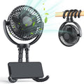 Atengeus Stroller Fan, Mini Portable Clip on Fan, 3 Speed Battery Operated Fan, 5000Mah Rechargeable Fan, 720° Rotate Flexible Tripod Handheld Fan for Car Seat Camp Treadmill Travel
