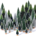 30Pcs Mini Christmas Trees Artificial Christmas Tree Bottle Brush Trees with Wooden Base for Christmas Decor Christmas Party Home Table Craft Decorations(Green+Silver+White)