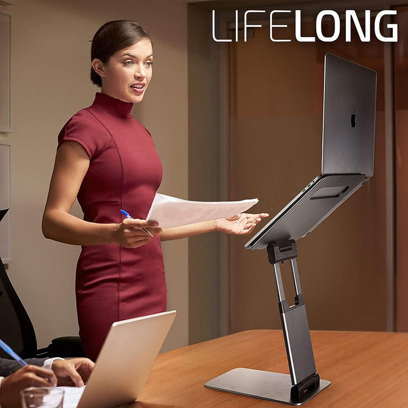 Ergonomic Laptop Stand for Desk, Adjustable Height up to 20", Laptop Riser Portable Computer, Laptop Stands, Fits All Macbook, Laptops 10 15 17 Inches, Pulpit Laptop Holder Desk Stand