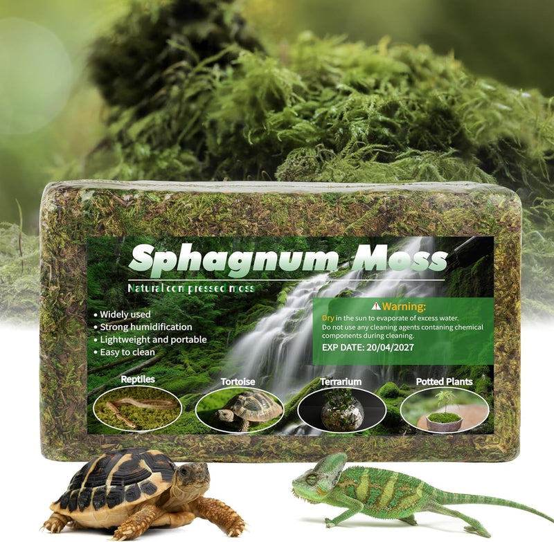 50QT Premium Sphagnum Moss for Reptiles- 14OZ Natural Moss Reptile Moss Bedding for Terrarium, Hatching, Forest Sphagnum Moss Reptile Substrate for Snakes, Gecko, Turtles, Frogs, Leopard