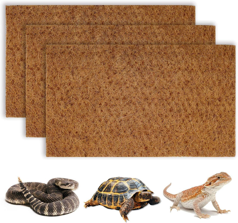 BWOGUE Reptile Carpet Natural Coconut Fiber Tortoise Lizard Mat,3 Pack Pet Terrarium Liner for Lizard Snakes Chamelon Geckos Turtle Bedding Mat Reptile Supplies