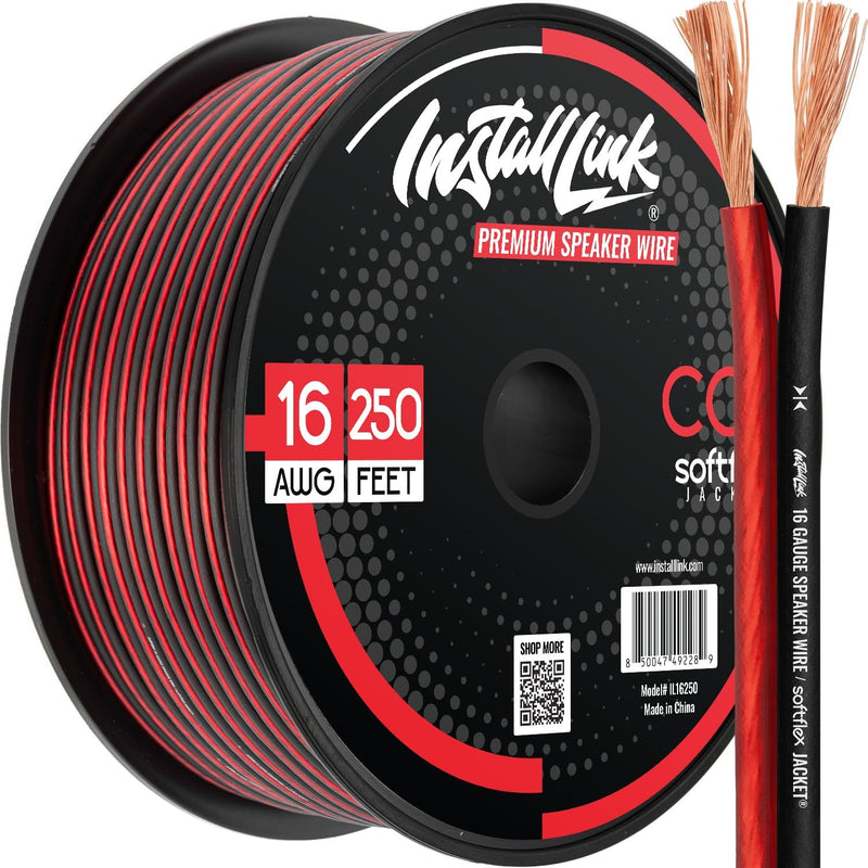 16 AWG Gauge Speaker Wire Cable Stereo, Car or Home Theater, CCA (100 Feet) by Install Link