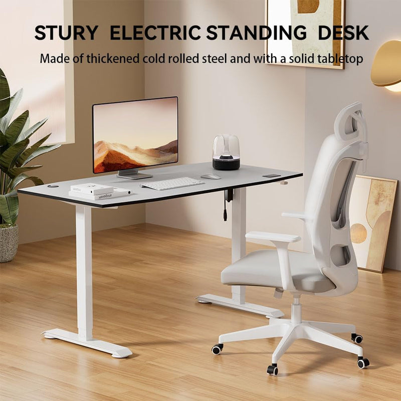 Electric Height Adjustable Standing Desk Home Office Workstation (Grey, 55 * 28 Inch)