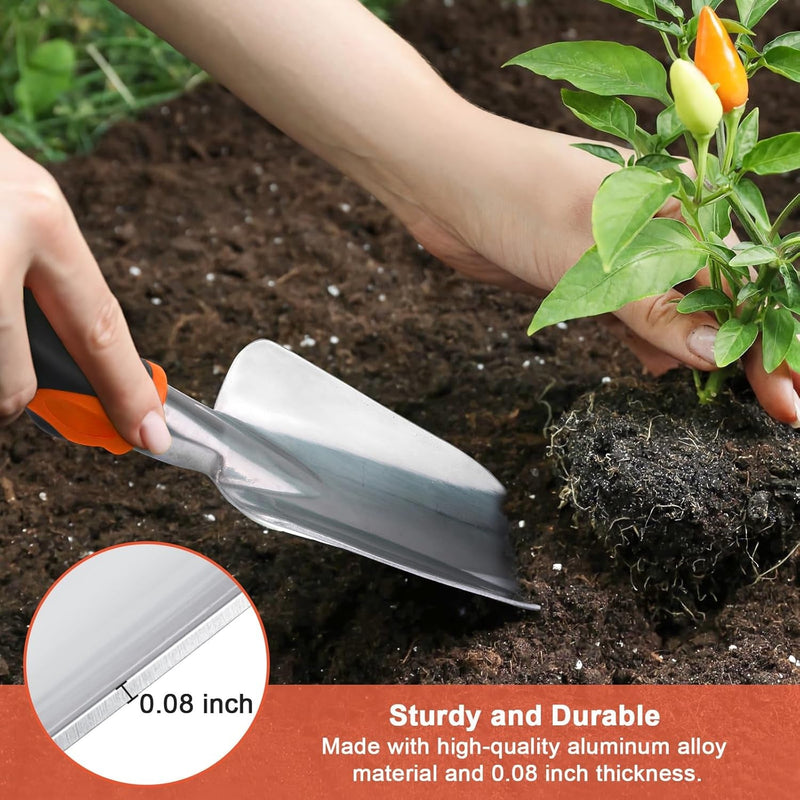 Garden Shovel Garden Hand Trowel, Heavy Duty Hand Shovel with Ergonomic Handle, Small Gardening Hand Tools Shovels for Digging, Rust Resistant Garden Spade Trowel Garden Tools for Garden Work, Orange