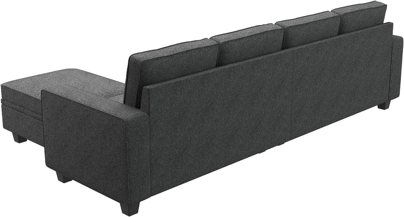 HONBAY Convertible Sectional Sofa L Shaped Couch with Storage Ottoman 4 Seat Sectional Sofa with Reversible Chaise, Dark Grey