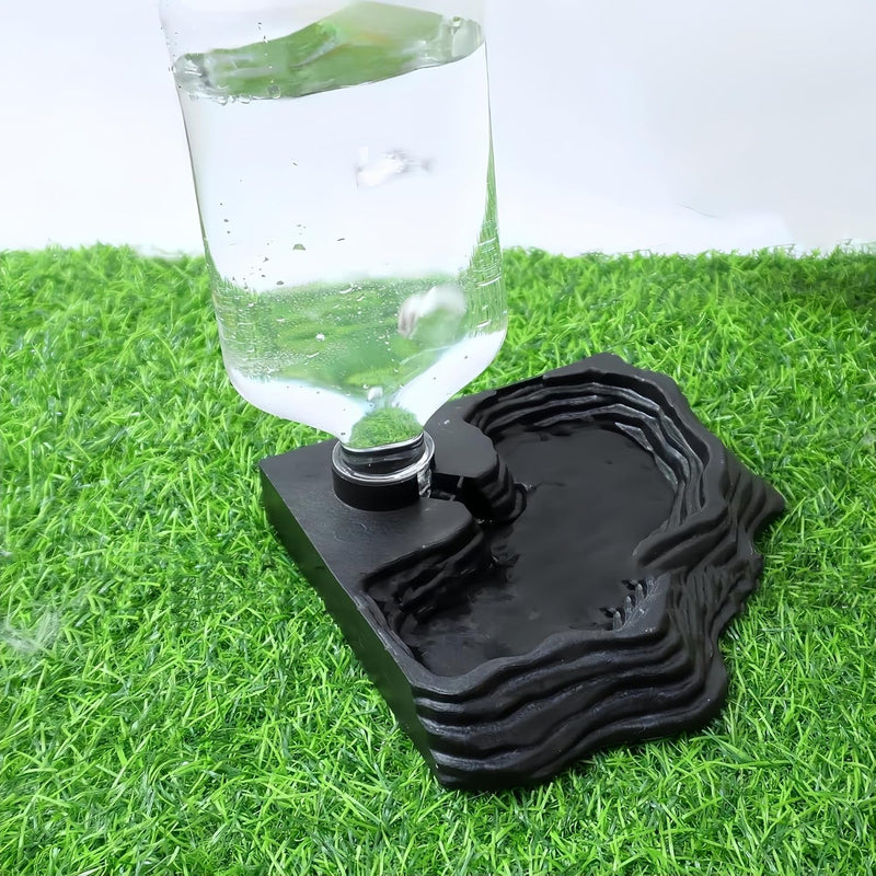 17Oz Terrarium Tank Reptile Food Feeders Bowl, Water Feeder Automatic Water Dispenser Waterer Feeding Accessories, for Geckos Lizards Turtle Bearded Dragons - Black